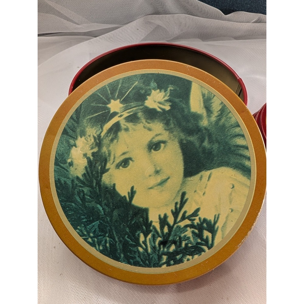 Vintage Round Metal & Cork-Backed Coaster Set, 6pc Portrait Design w/ Tin - Picture 2 of 11